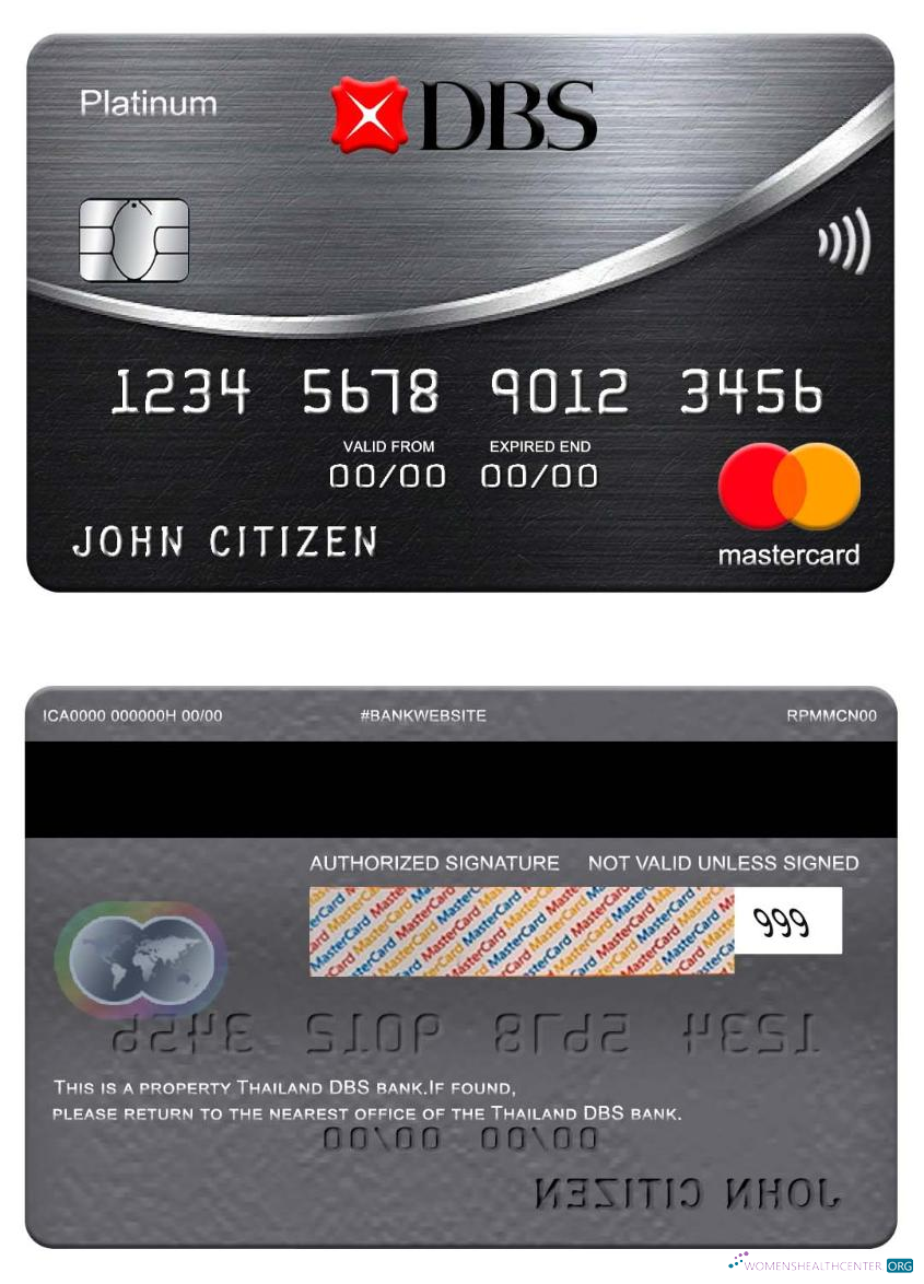 Download Thailand DBS bank mastercard platinum Photoshop template